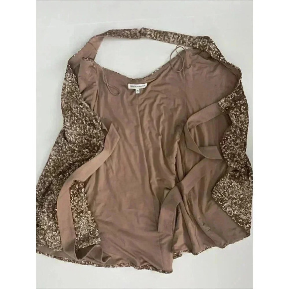 Dress The Population Danielle Sequin Wrap Mini Dress In Rose Gold Size: XS - Picture 8 of 9